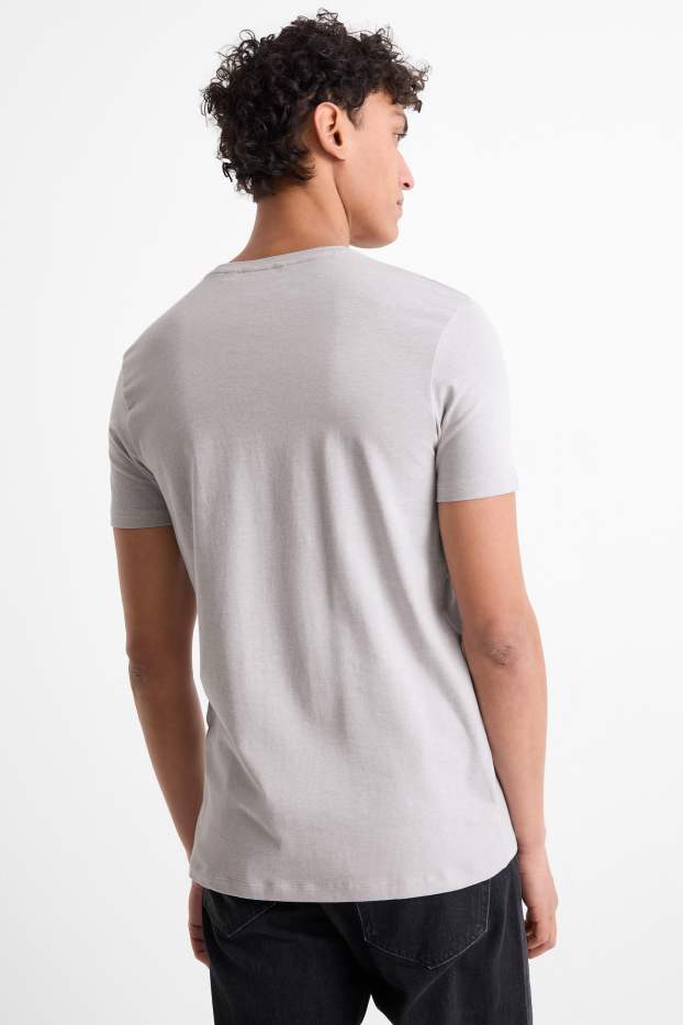 Herren - T-Shirt - Slim Fit - Flex - hellgrau