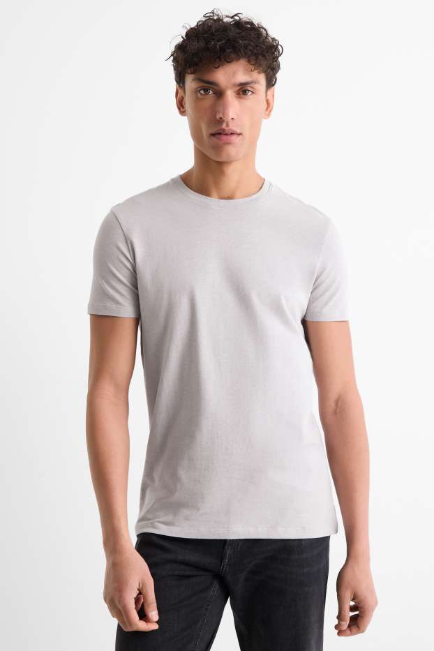 Herren - T-Shirt - Slim Fit - Flex - hellgrau