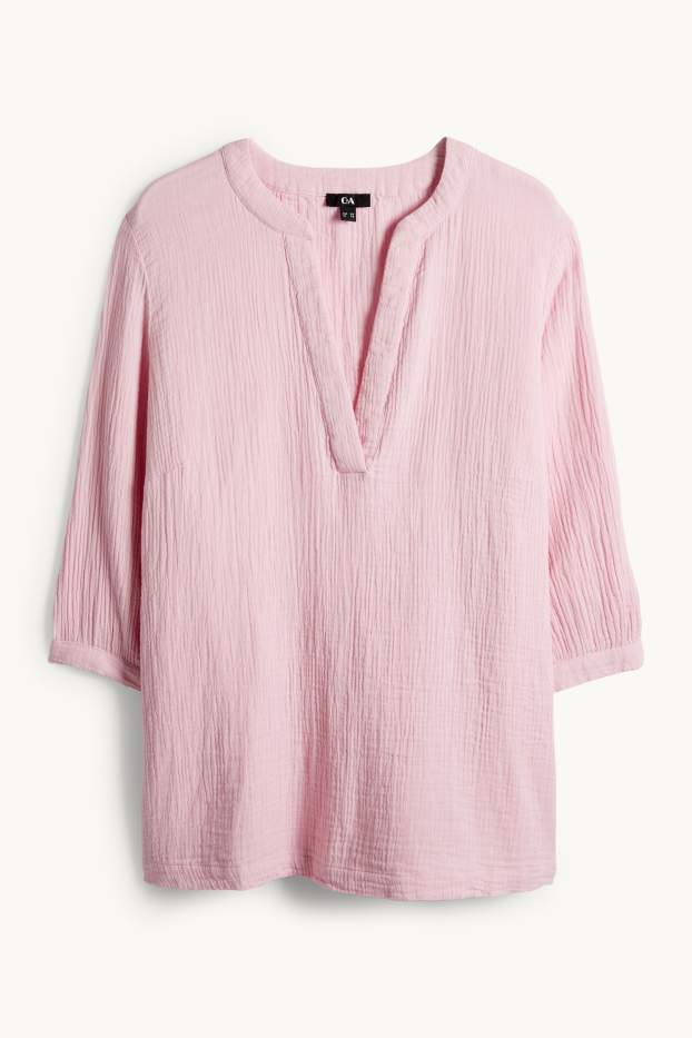 Femmes - Chemisier en gaze de coton - rose