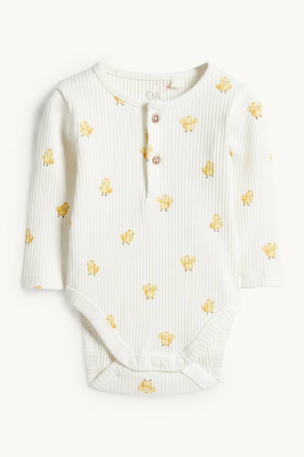 Unisex - Küken - Baby-Body - gerippt - cremeweiß