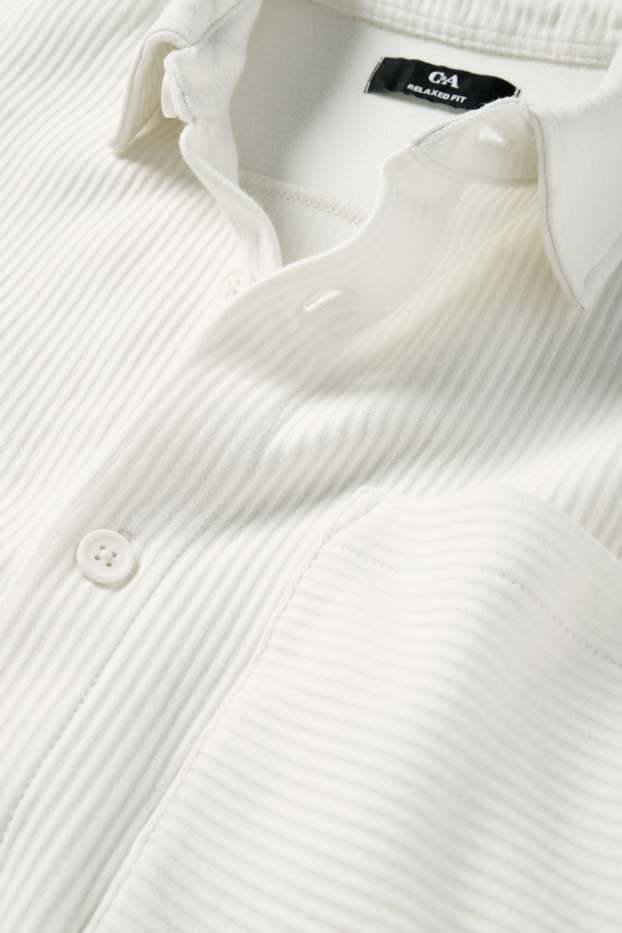 Herren - Hemd - Relaxed Fit - gerippt - cremeweiss