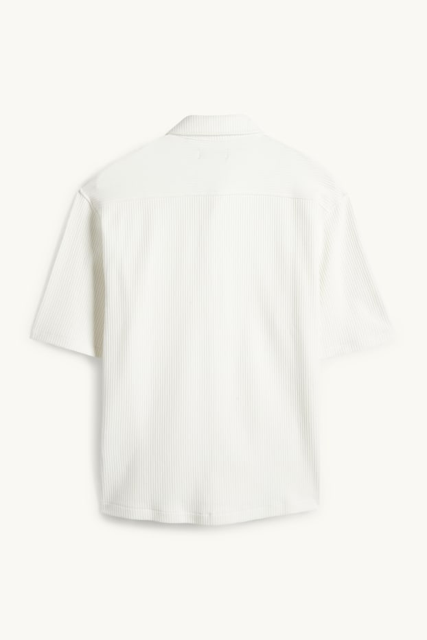 Herren - Hemd - Relaxed Fit - gerippt - cremeweiss