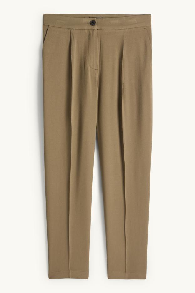 Dona - Pantalons de tela - high waist - tapered fit - caqui