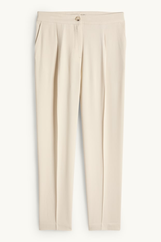Mujer - Pantalón de tela - high waist - tapered fit - crema
