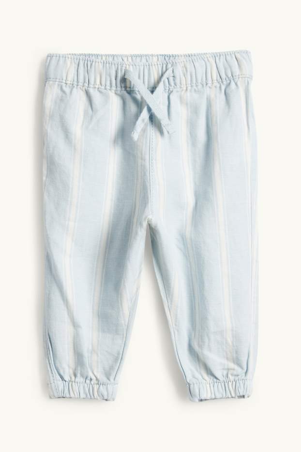 Baby: jongens - Babyoutfit met linnengehalte - blauw / crèmekleurig