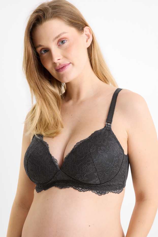 Donna - Reggiseno per allattamento senza ferretti - imbottito - nero
