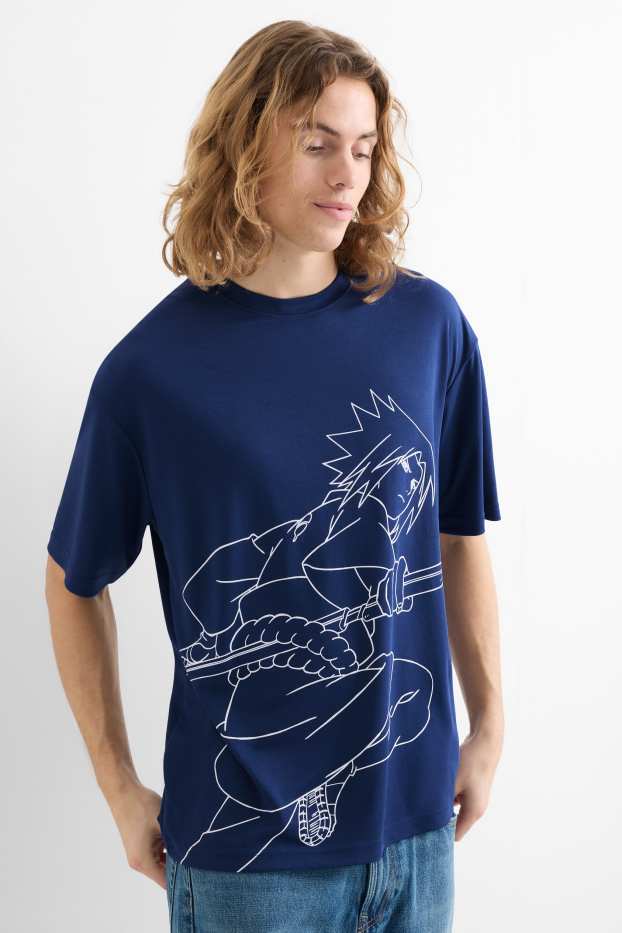 Herren - T-Shirt - Oversized - Naruto - dunkelblau / weiß