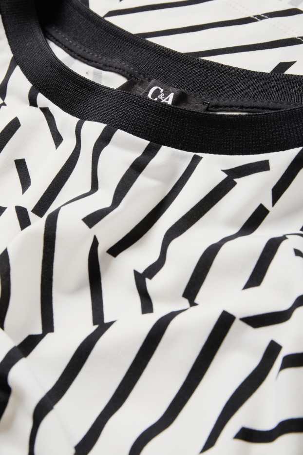 Femmes - T-shirt - relaxed fit - à motif - blanc / noir