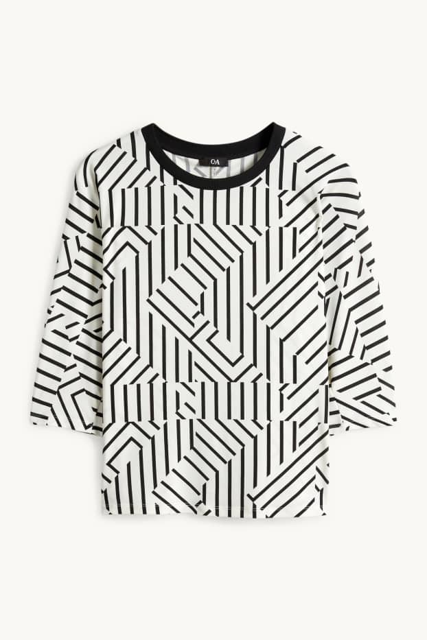 Femmes - T-shirt - relaxed fit - à motif - blanc / noir