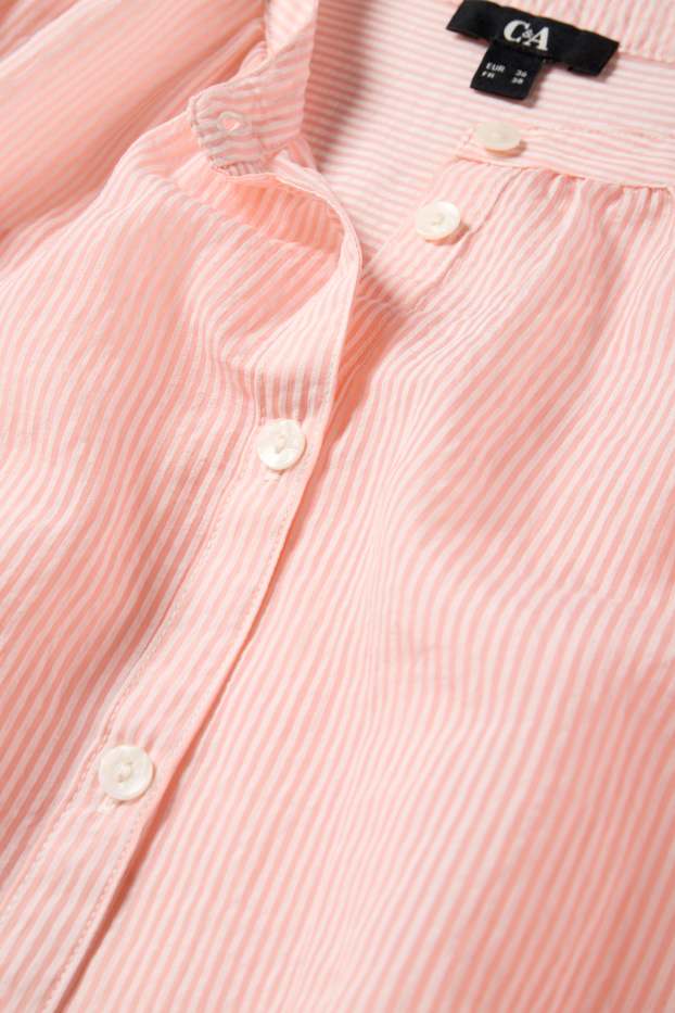 Women - Blouse - striped - coral