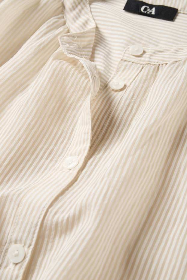 Women - Blouse - striped - beige