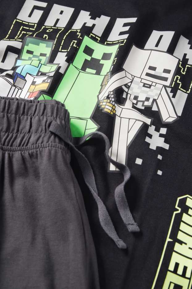 Enfants garçons - Minecraft - ensemble - T-shirt et short - 2 pièces - noir