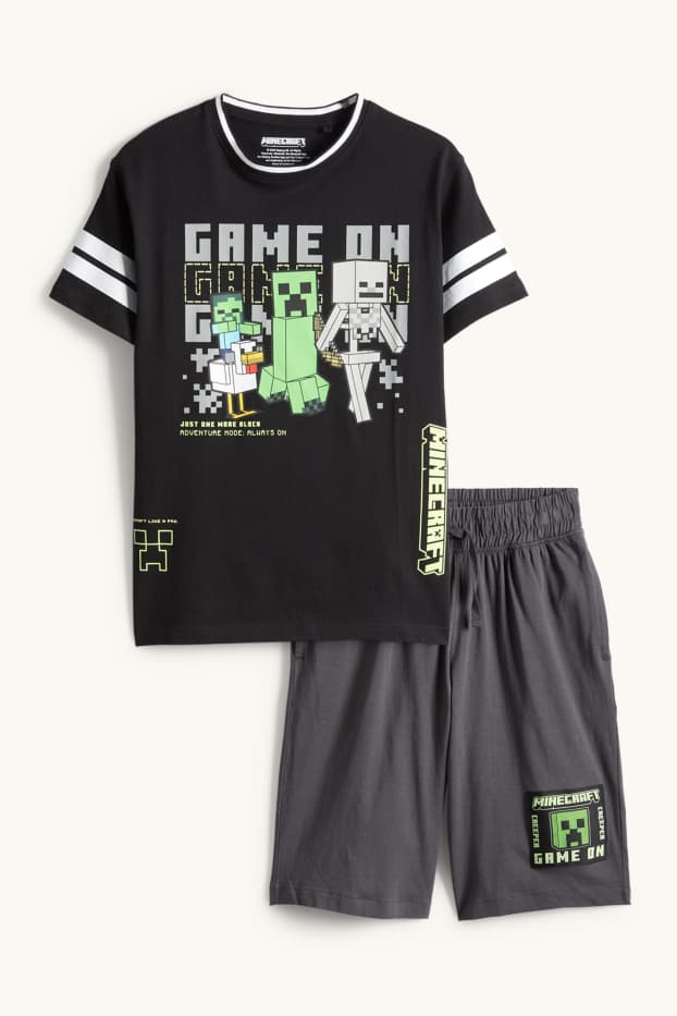 Enfants garçons - Minecraft - ensemble - T-shirt et short - 2 pièces - noir