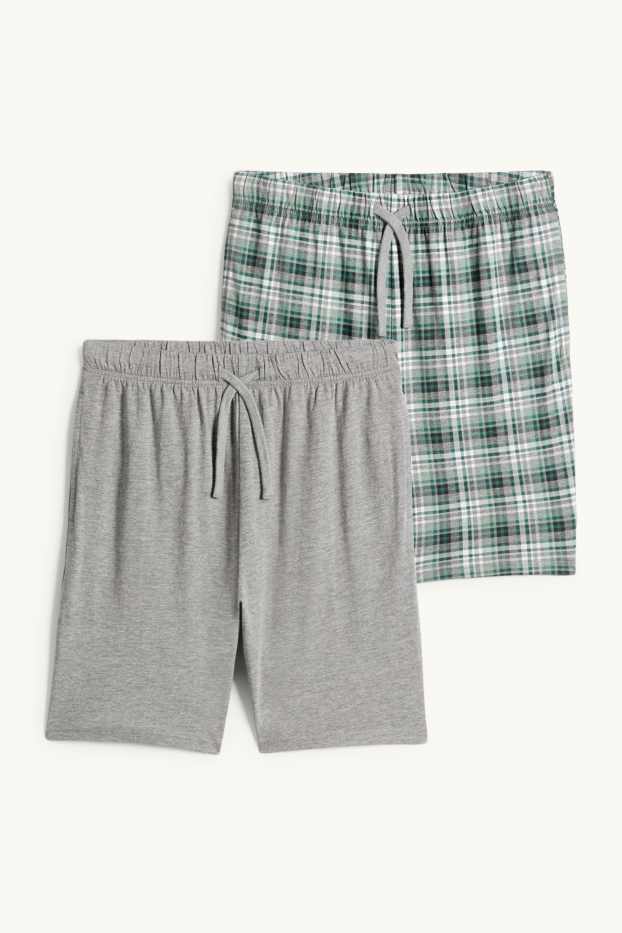 Hommes - Lot de 2 - pyjashorts - vert / gris