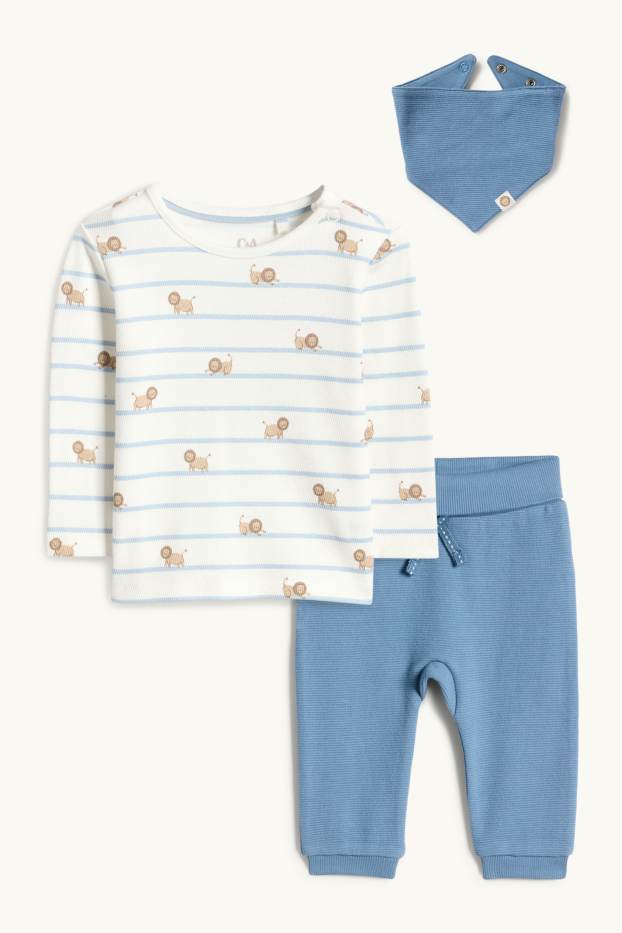 Baby Buben - Löwe - Baby-Outfit - 3 teilig - weiß / blau
