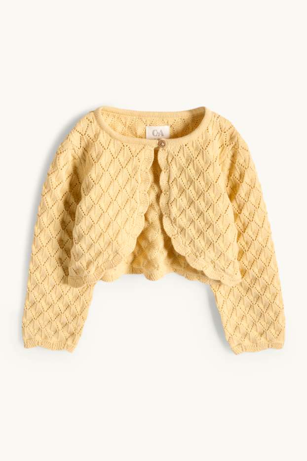 Baby: meisjes - Bloemetje - baby-outfit - 2-delig - feestelijk - wit / geel