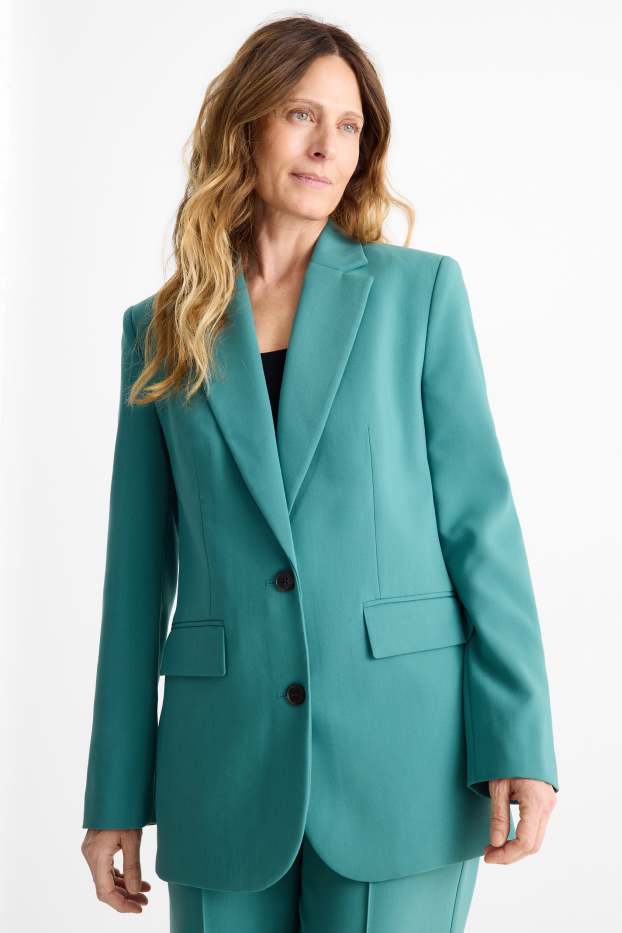 Femmes - Blazer long - relaxed fit - turquoise