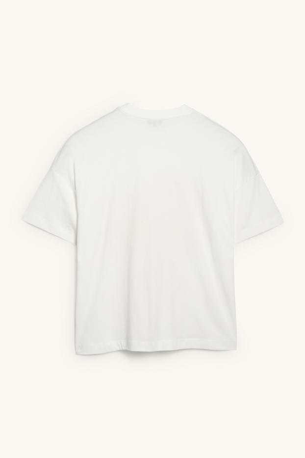 Femmes - T-shirt - regular fit - effet brillant - blanc