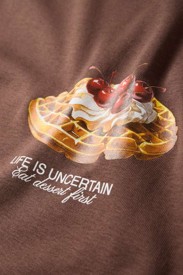 Women - T-shirt - slim fit - dark brown