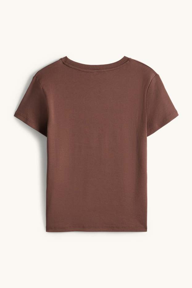 Women - T-shirt - slim fit - dark brown