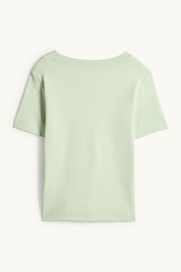 Dames - T-shirt met V-hals - slim fit - mintgroen