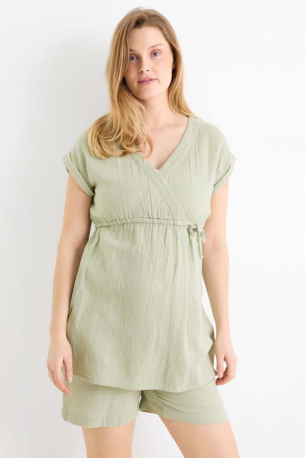 Women - Cheesecloth nursing blouse - light green
