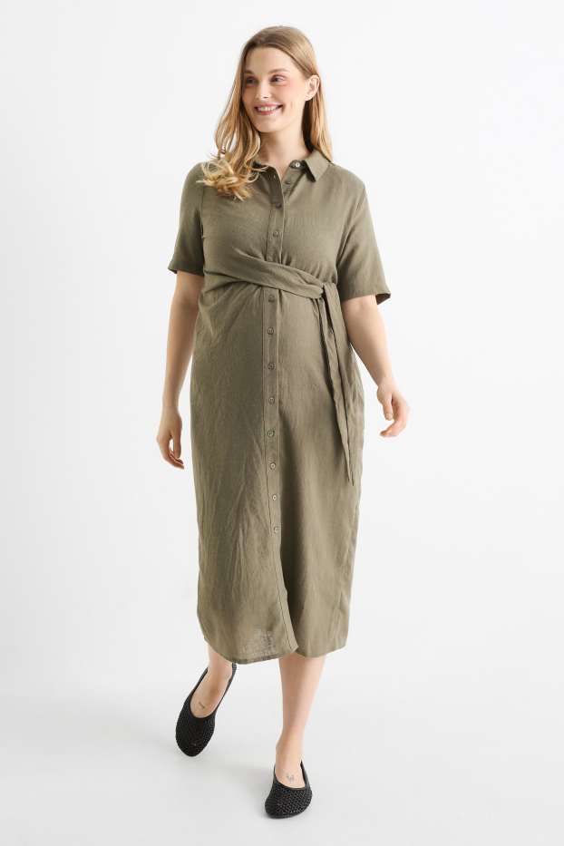 Femmes - Robe-chemise de grossesse - vert foncé