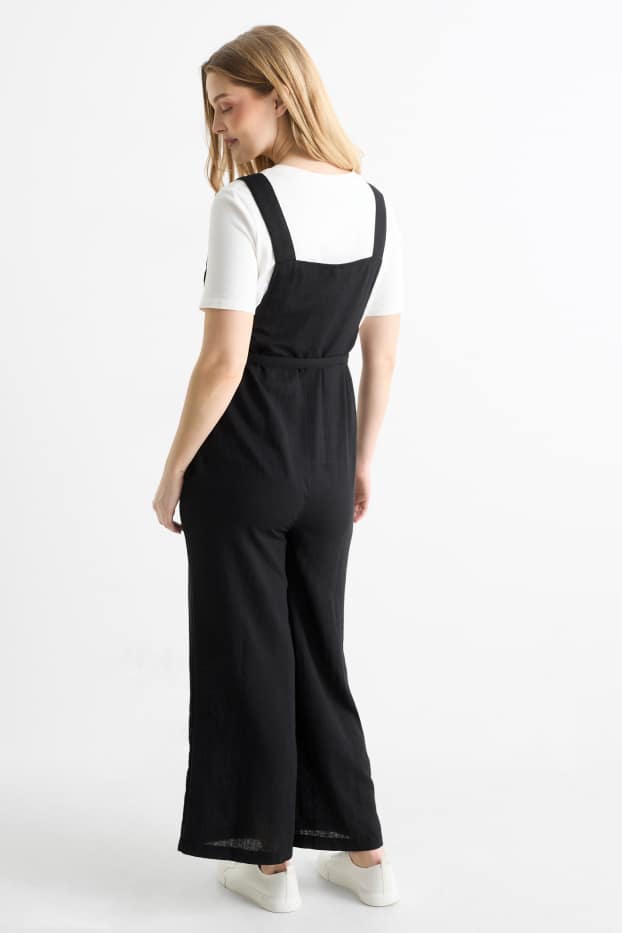 Women - Set - maternity T-shirt and dungarees - 2 piece - black / white