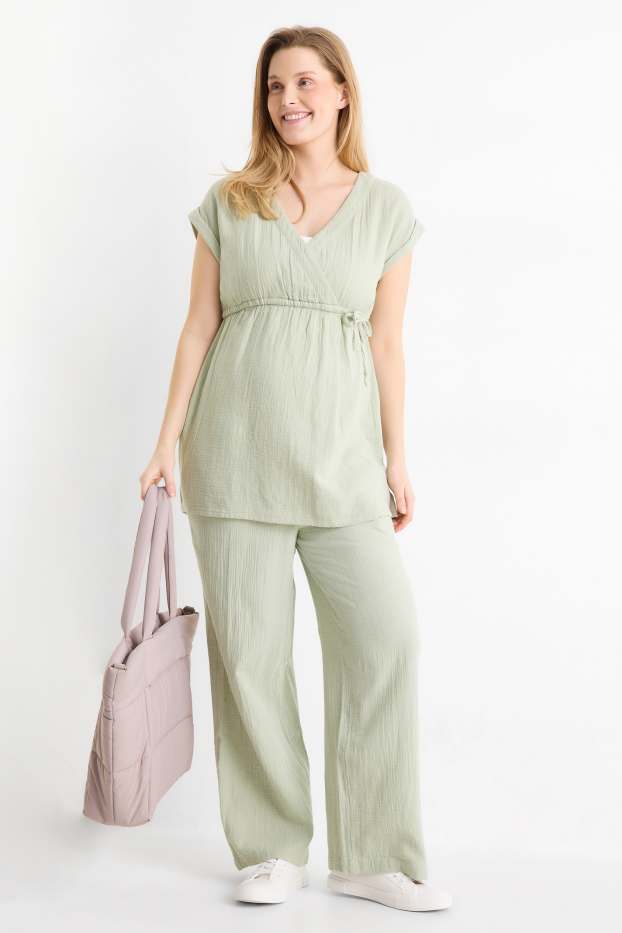 Femmes - Pantalon de grossesse - coupe relax - vert clair