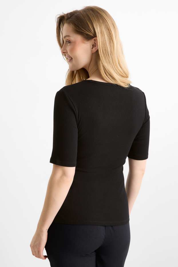 Mujer - Camiseta de lactancia - slim fit - de canalé - negro