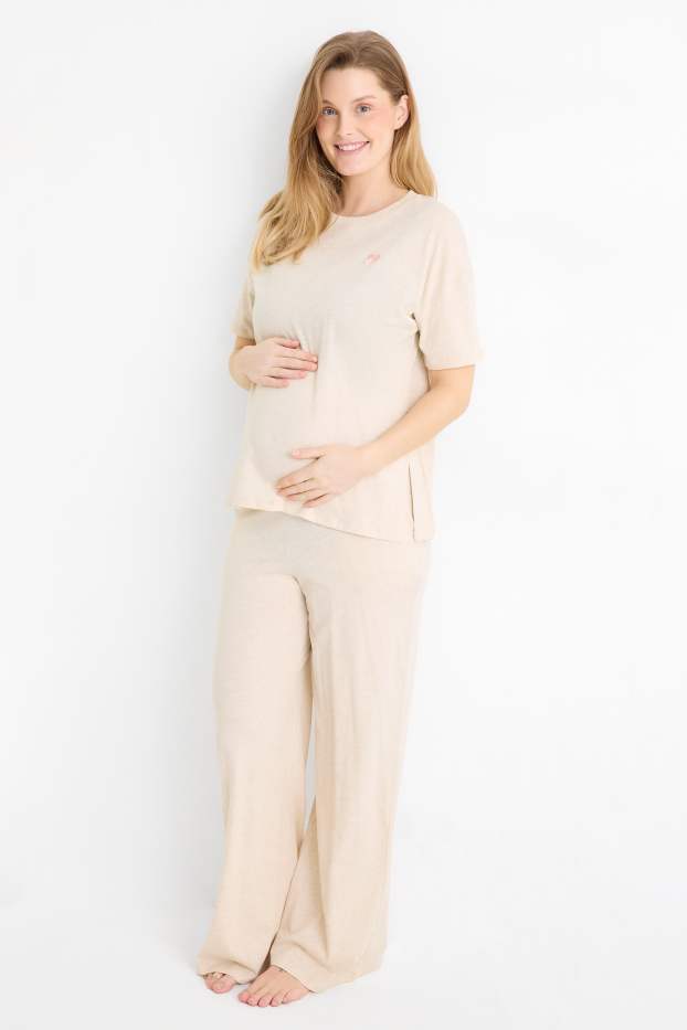 Damen - Still-Pyjama - hellbeige