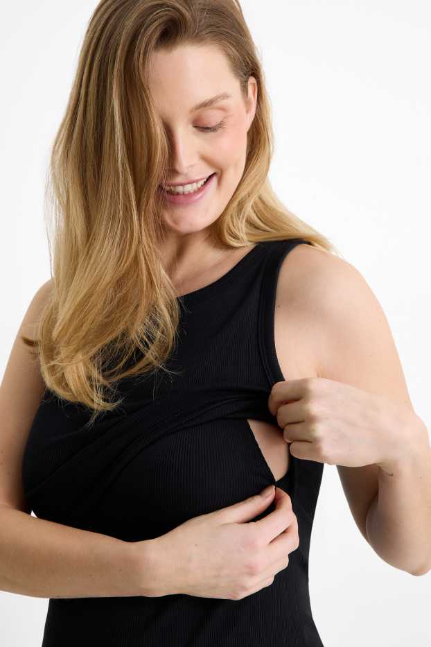 Women - Nursing top - ribbed - black