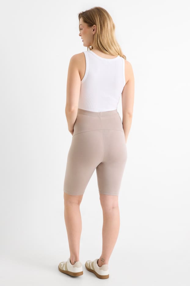 Damen - Multipack 2er - Umstands-Biker-Shorts - schwarz / beige