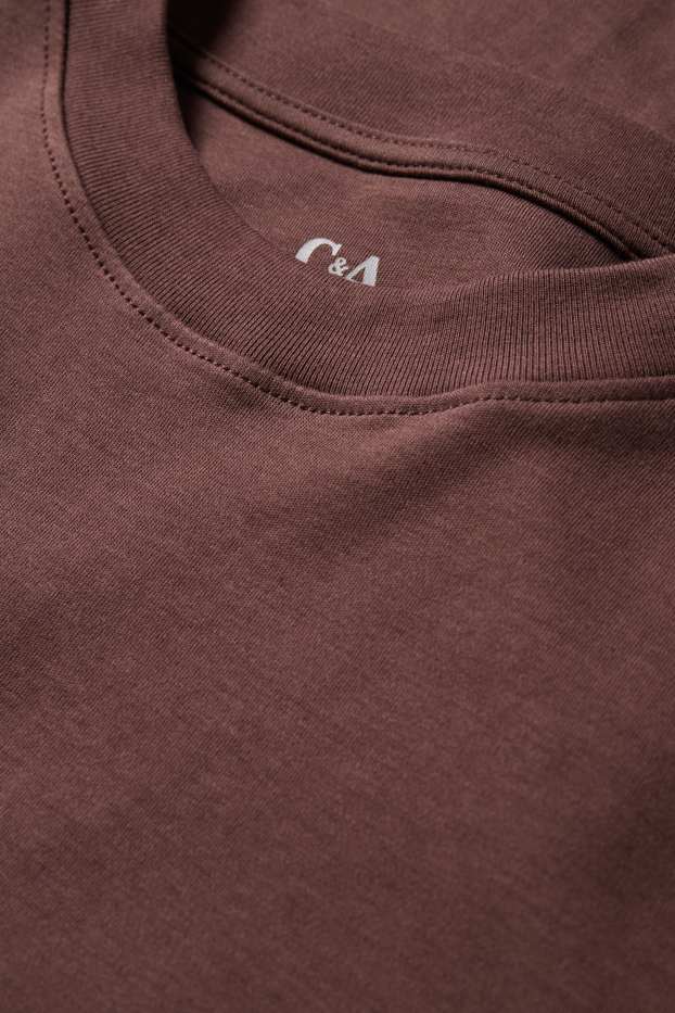 Dames - T-shirt - slim fit - donkerbruin