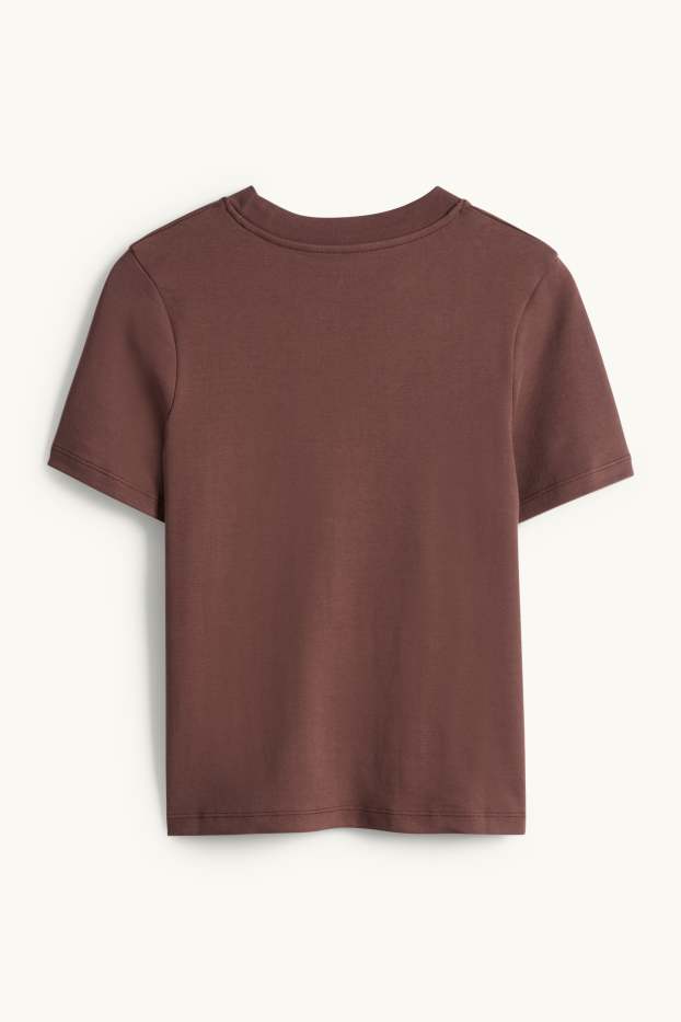 Dames - T-shirt - slim fit - donkerbruin