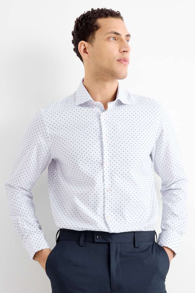 Herren - Businesshemd - Regular Fit - Cutaway - bügelleicht - weiß