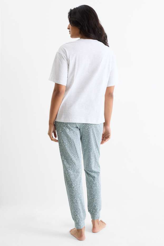 Damen - Pyjama - hellgrau-melange