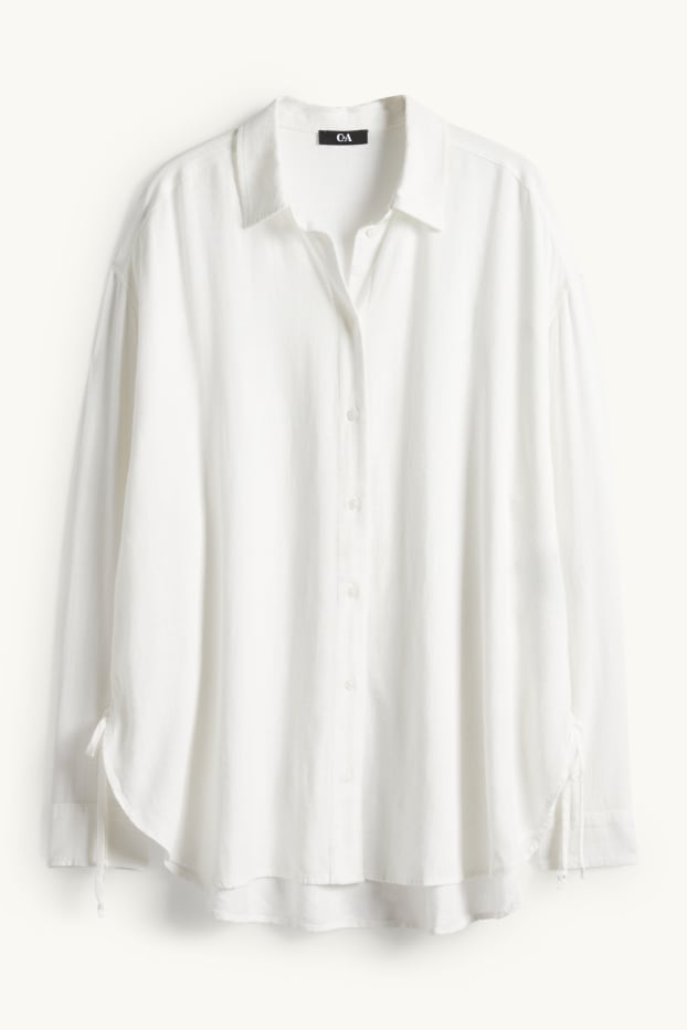 Femmes - Chemisier contenant du lin - blanc