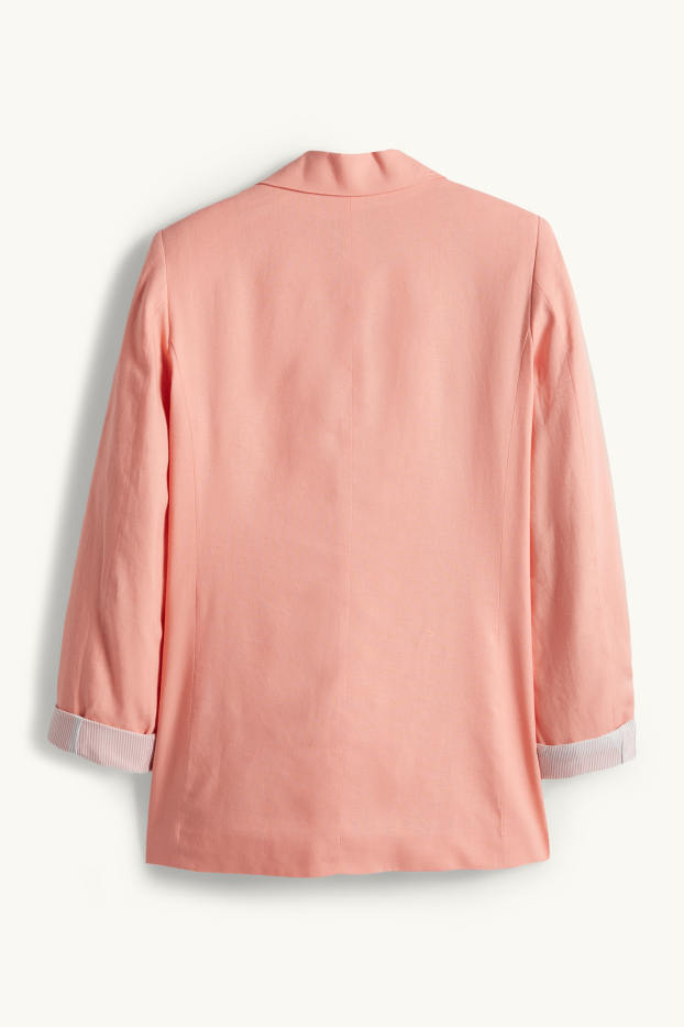 Femmes - Blazer long - regular fit - lin mélangé - corail