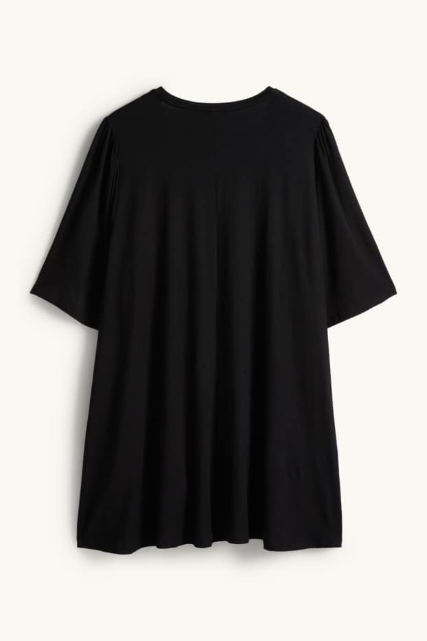 Damen - T-Shirt mit V-Ausschnitt - schwarz