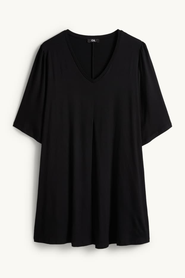 Damen - T-Shirt mit V-Ausschnitt - schwarz