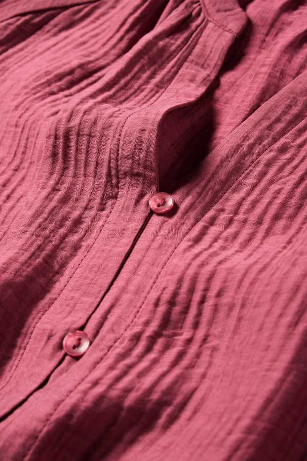 Mujer - Blusa con escote en pico - rojo oscuro