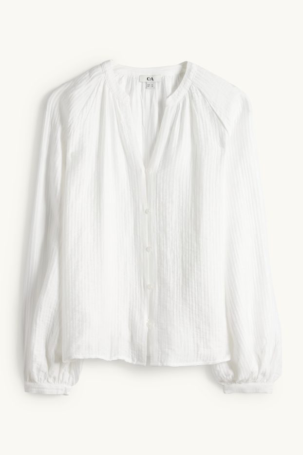 Mujer - Blusa con escote en pico - blanco