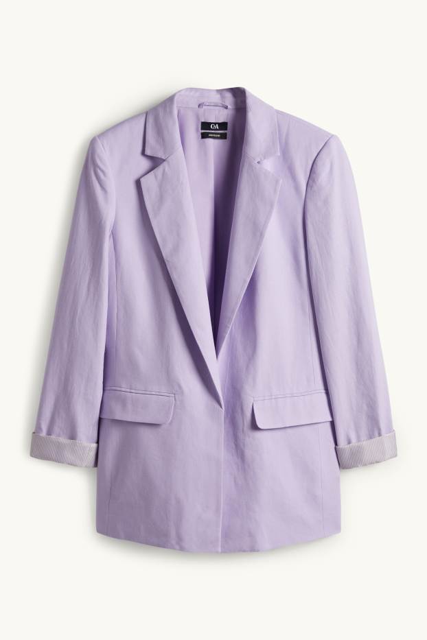 Mujer - Americana larga - regular fit - mezcla de lino - lila