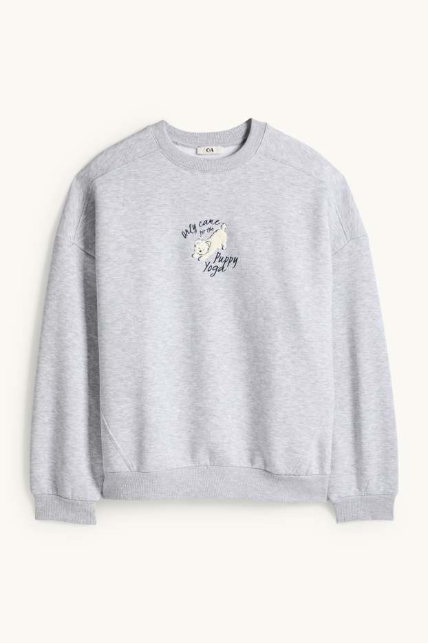 Damen - Oversized-Sweatshirt - hellgrau