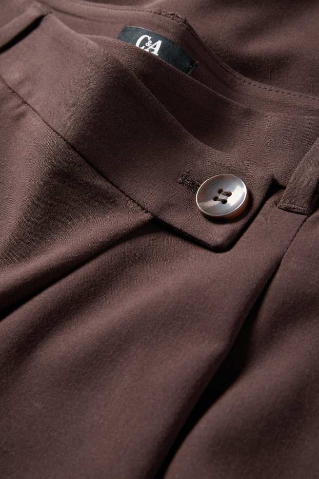 Femmes - Pantalon de toile - mid waist - barrel leg - marron