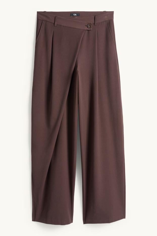 Femmes - Pantalon de toile - mid waist - barrel leg - marron