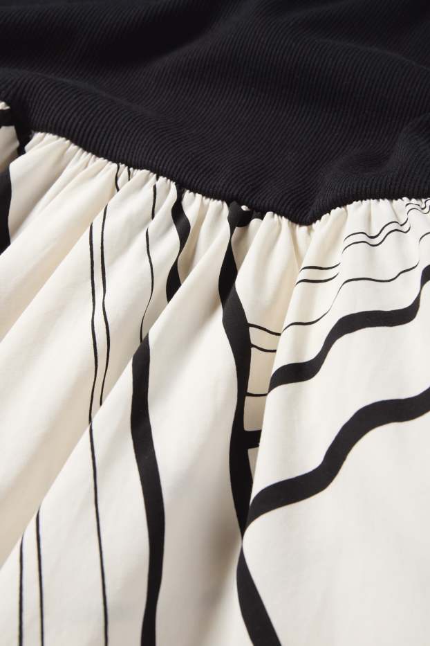 Dames - Fit & flare-jurk - zwart / beige