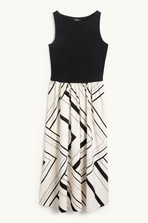 Dames - Fit & flare-jurk - zwart / beige