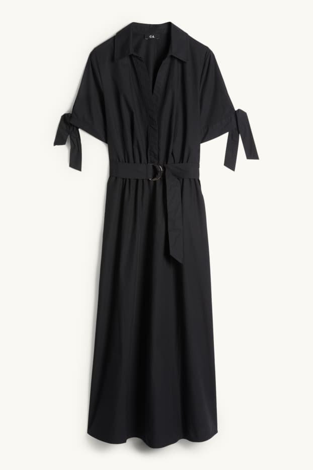 Dámské - Šaty fit & flare s páskem - černá